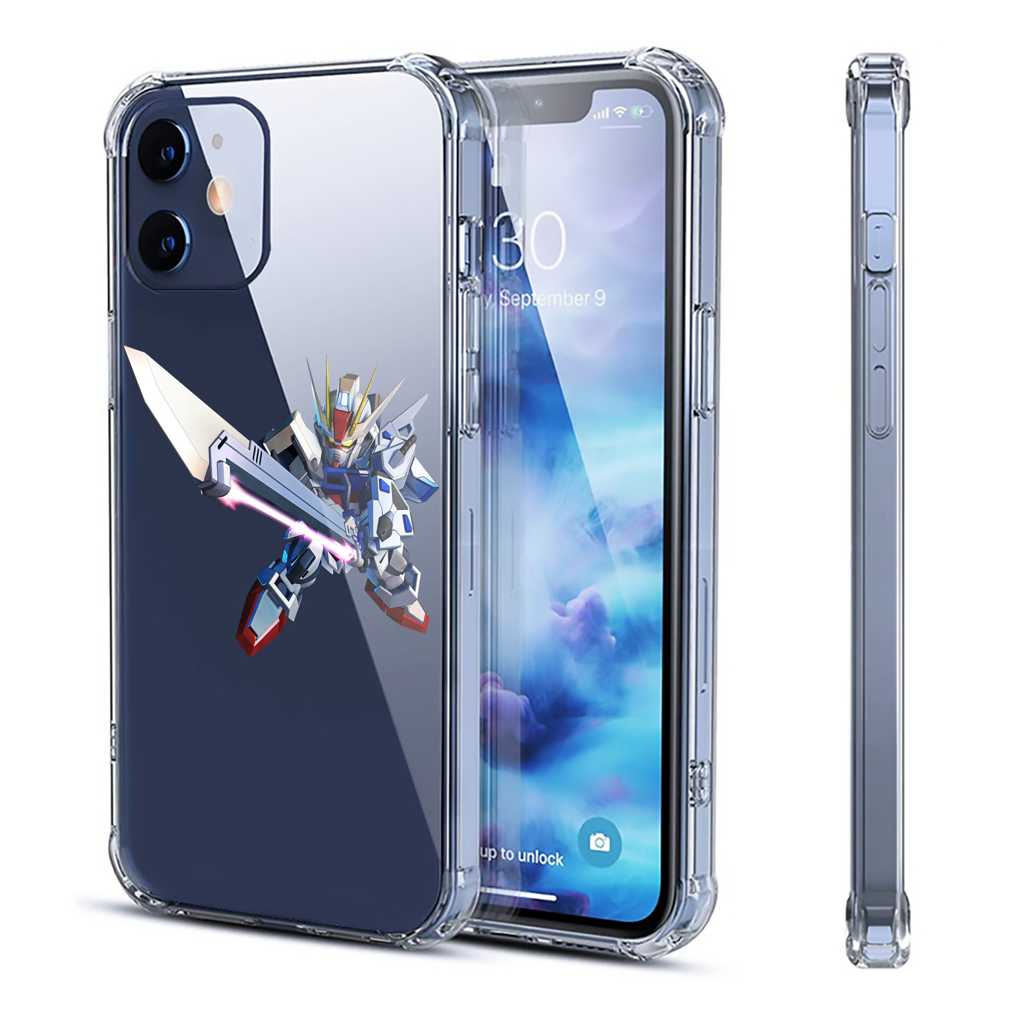 （画像用） 機動戦士ガンダム Mobile Suit Gundam 【iPhone 12シリーズ対応】透明スマホケース（クリアソフトケース）